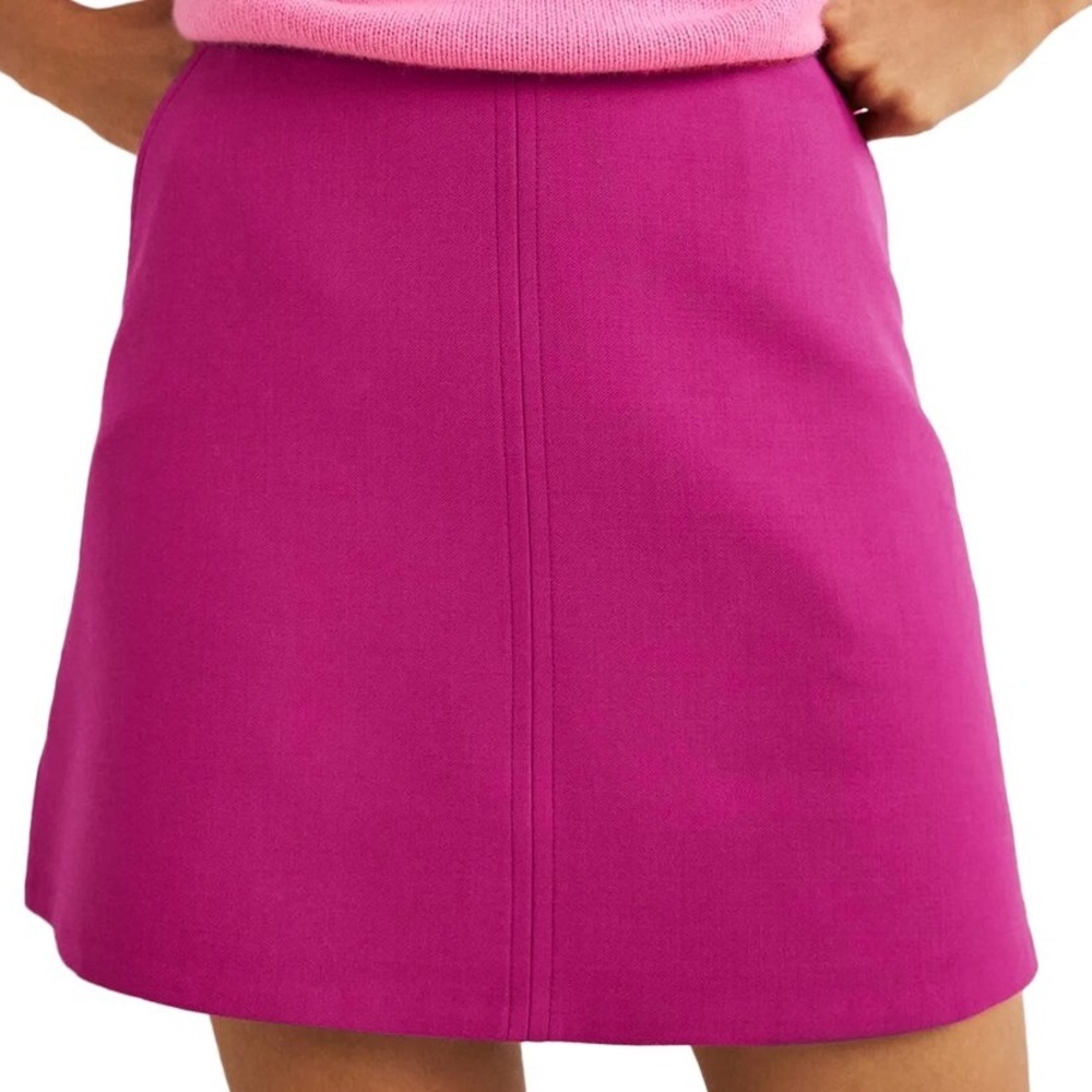 BODEN Pink Fuchsia Mini Skirt Wool Blend Party Feminine Designer Size 12 Lined